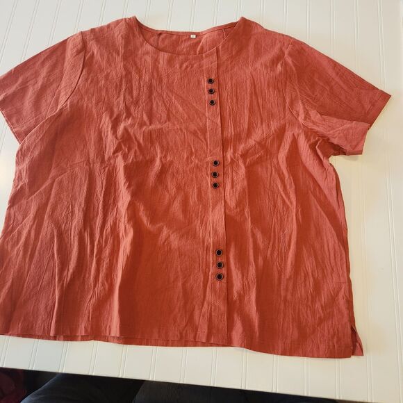 Unbranded Xxl Short Sleeve Scoop Neck Blouse Button Accents 28.7503 - Picture 1 of 8
